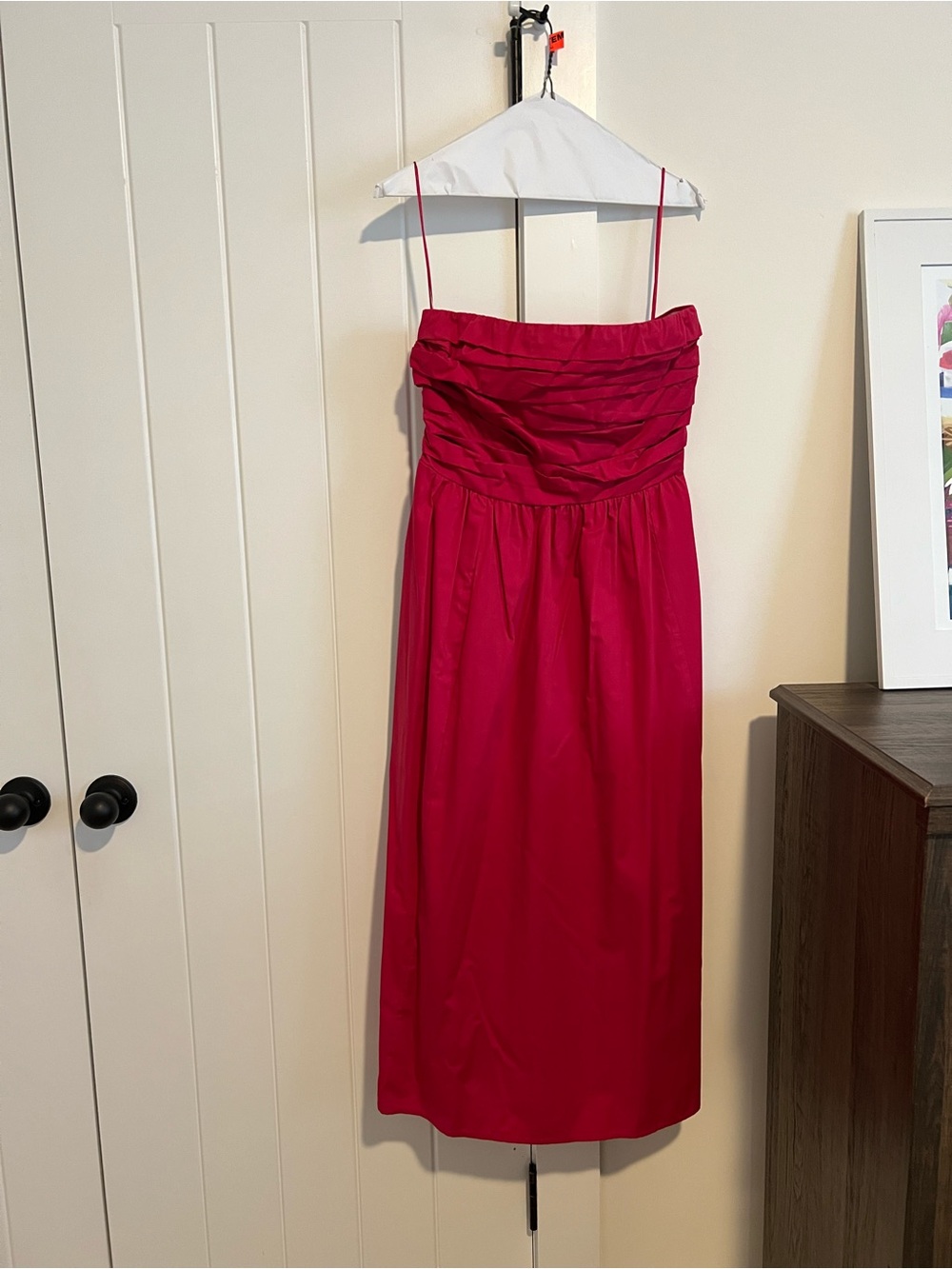 Abercrombie & Fitch Strapless Emerson Midi Dress in Pink